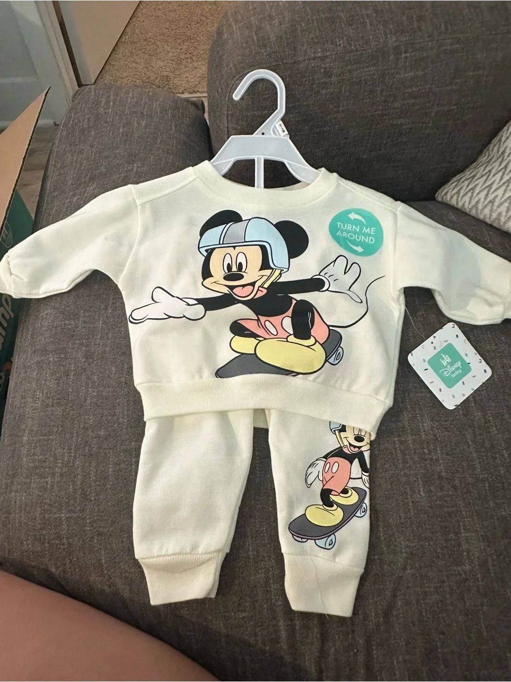 Mickey Mouse Cream Baby Sweater & Pants Set